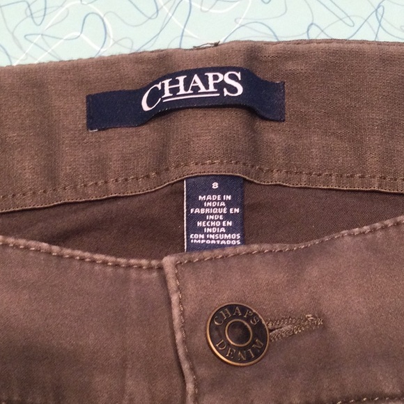 Chaps Mid Rise Comfort Elastic Slim Leg Icon Brown Stretch Fabric - Picture 3 of 6